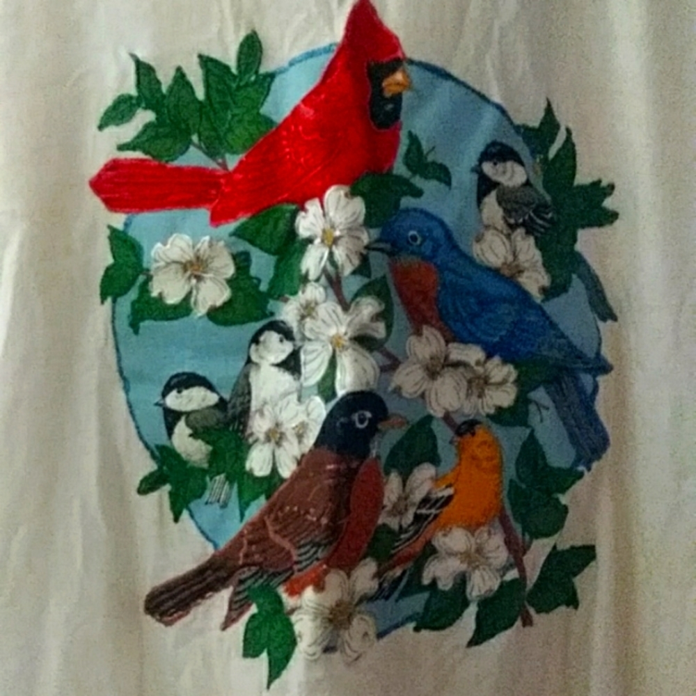 Cardinal and bird friends teeshirt with detailed glitter